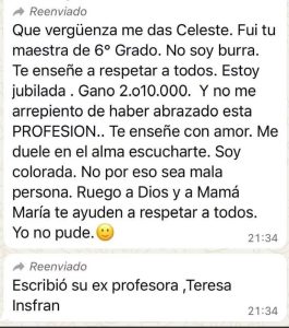 Respuesta de una exdocente a la senadora Celeste Amarilla.